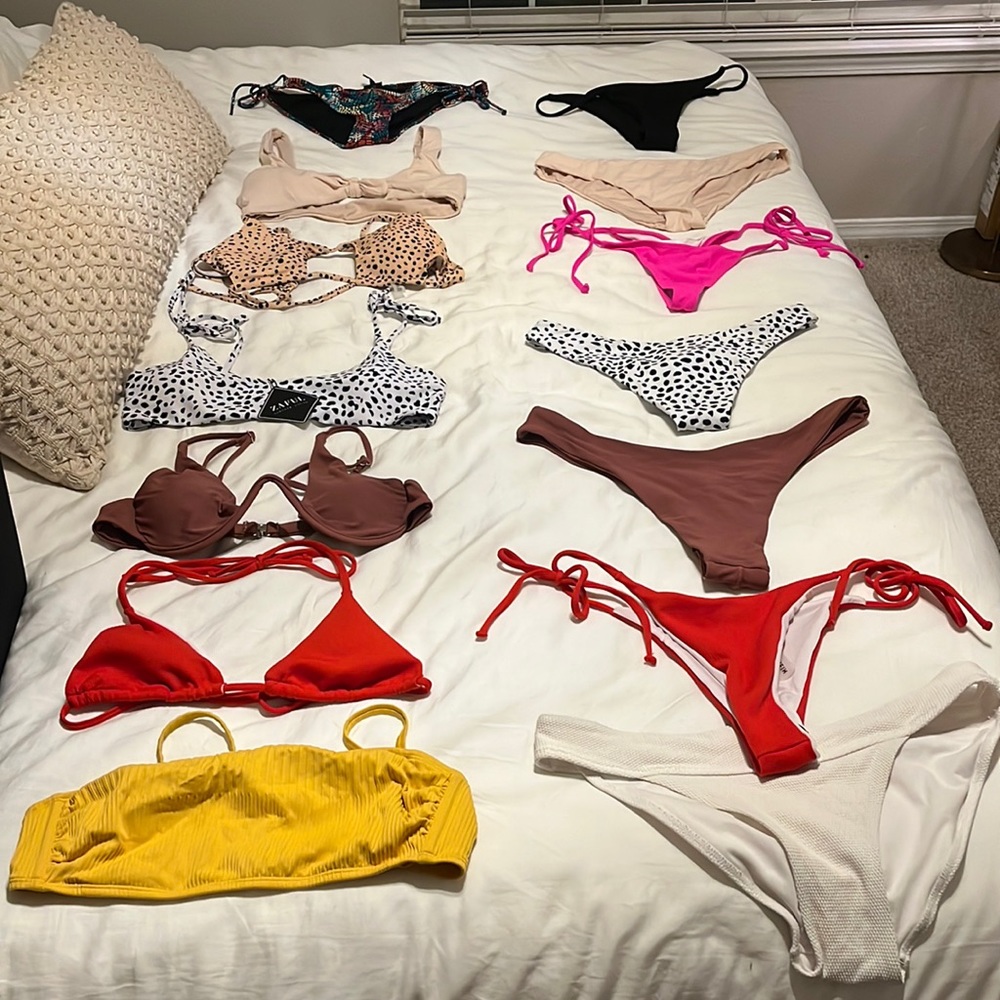 14 bikini tops and bottoms all size LARGE